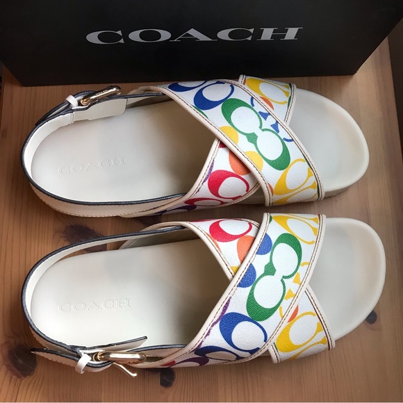🌈 Coach Adora Sandal In Rainbow Signature Canvas - Picture 7 of 13